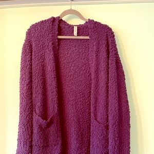 Purple popcorn cardigan sweater